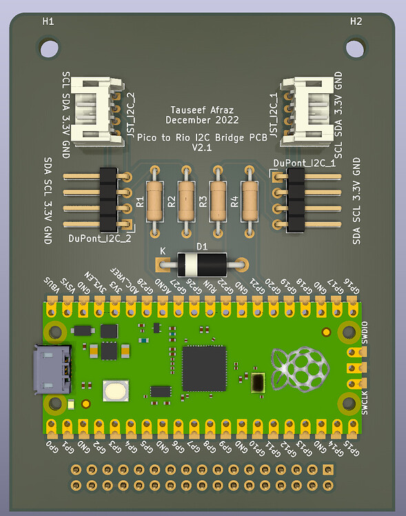 Pico to Rio I2C Bridge PCB version 2.1